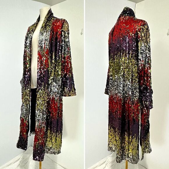 NWT Anthropologie Dulcinea Sequin Longline Jacket S Swifty Whimsical Party Glam - Picture 2 of 11